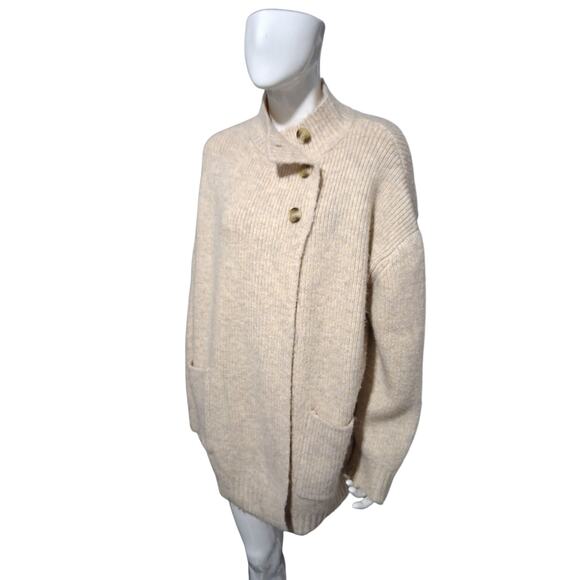 Zara Chunky Cozycore Women's sz M/L Ribbed Grungecore Oversized Button Cardigan - Picture 6 of 12